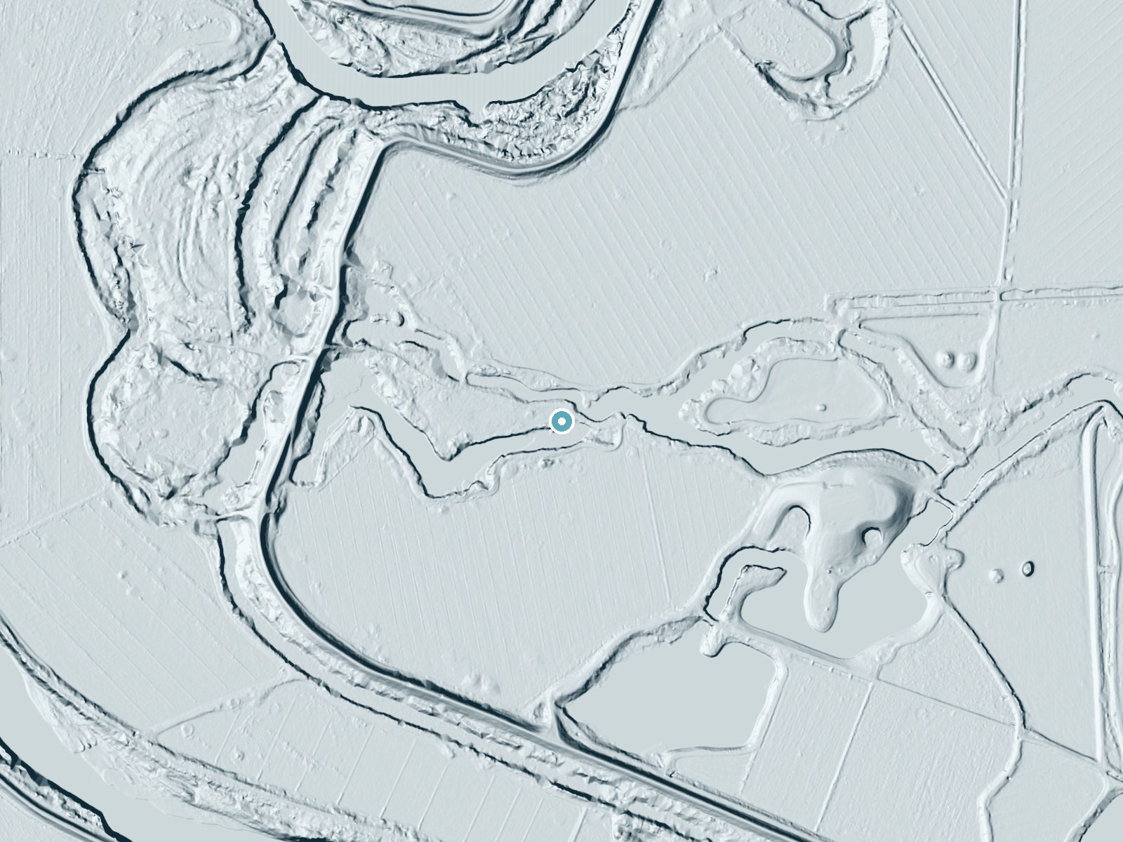 LiDAR bare-earth terrain around Finnegan Falls near Westley, California