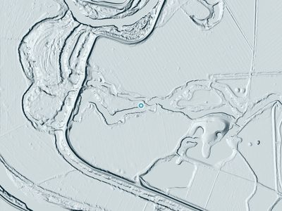 LiDAR terrain view around Finnegan Falls in California