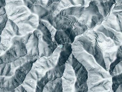 LiDAR terrain view around Tehan Falls in California, about 286 feet of drop