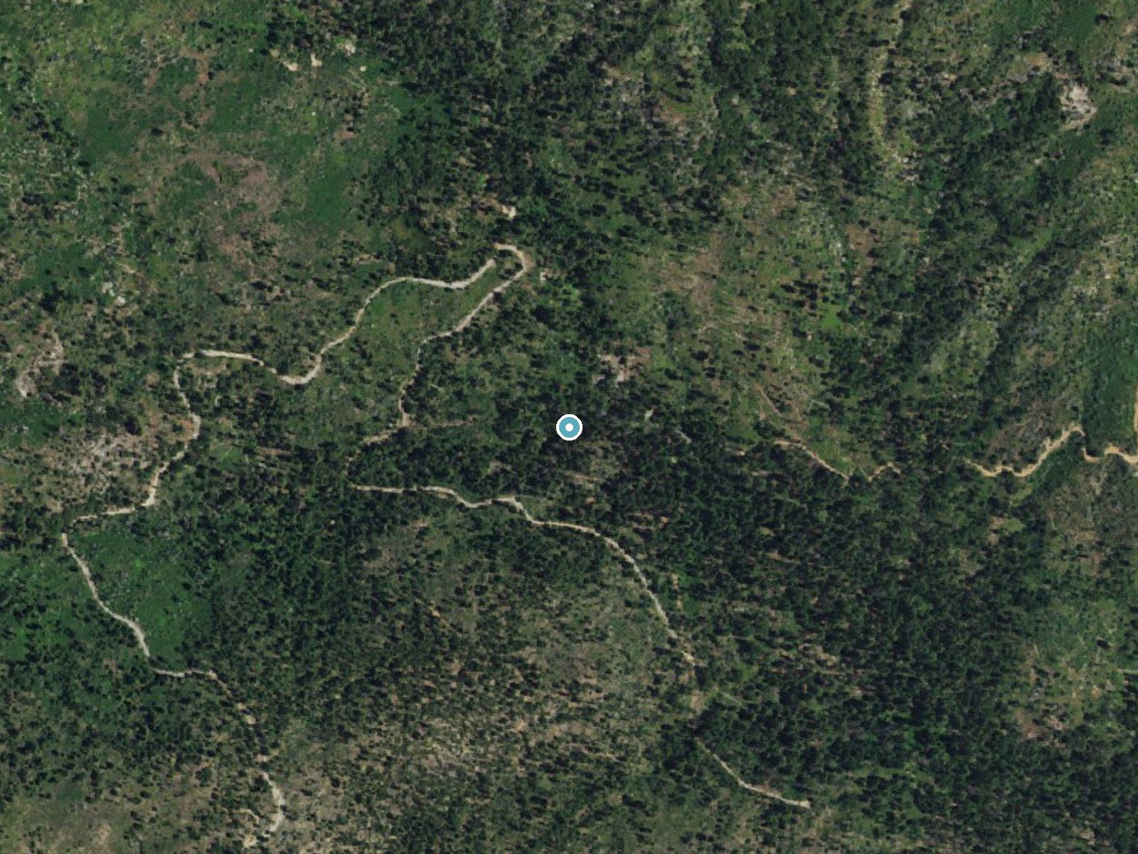 Aerial photo of the same ground around Little Nellie Falls near Foresta, California, for comparison with the lidar view