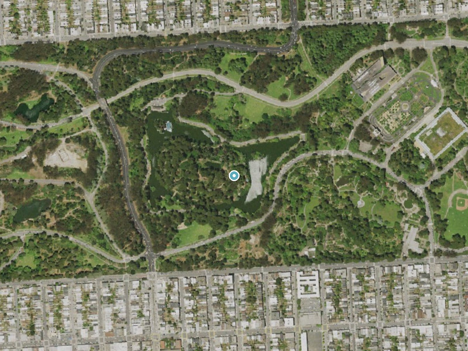 Aerial photo of the same ground around Huntington Falls near San Francisco, California, for comparison with the lidar view