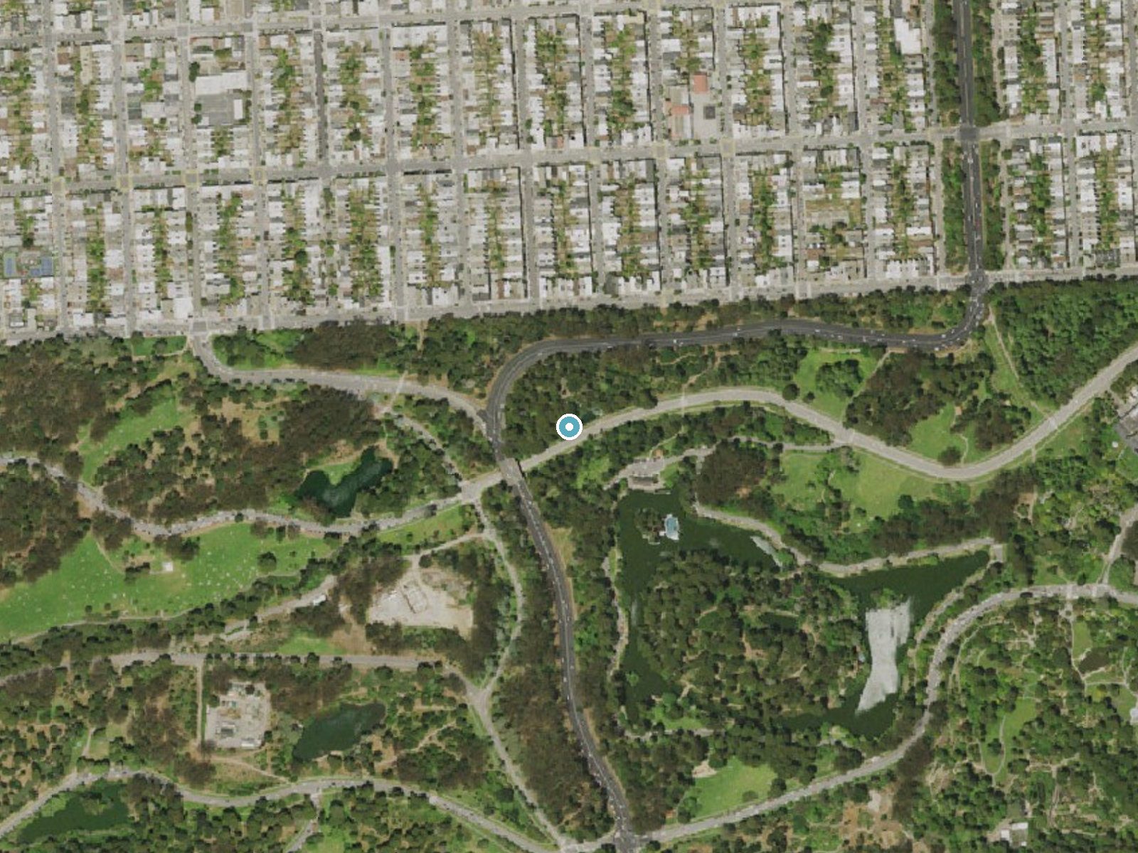 Aerial photo of the same ground around Rainbow Falls near San Francisco, California, for comparison with the lidar view