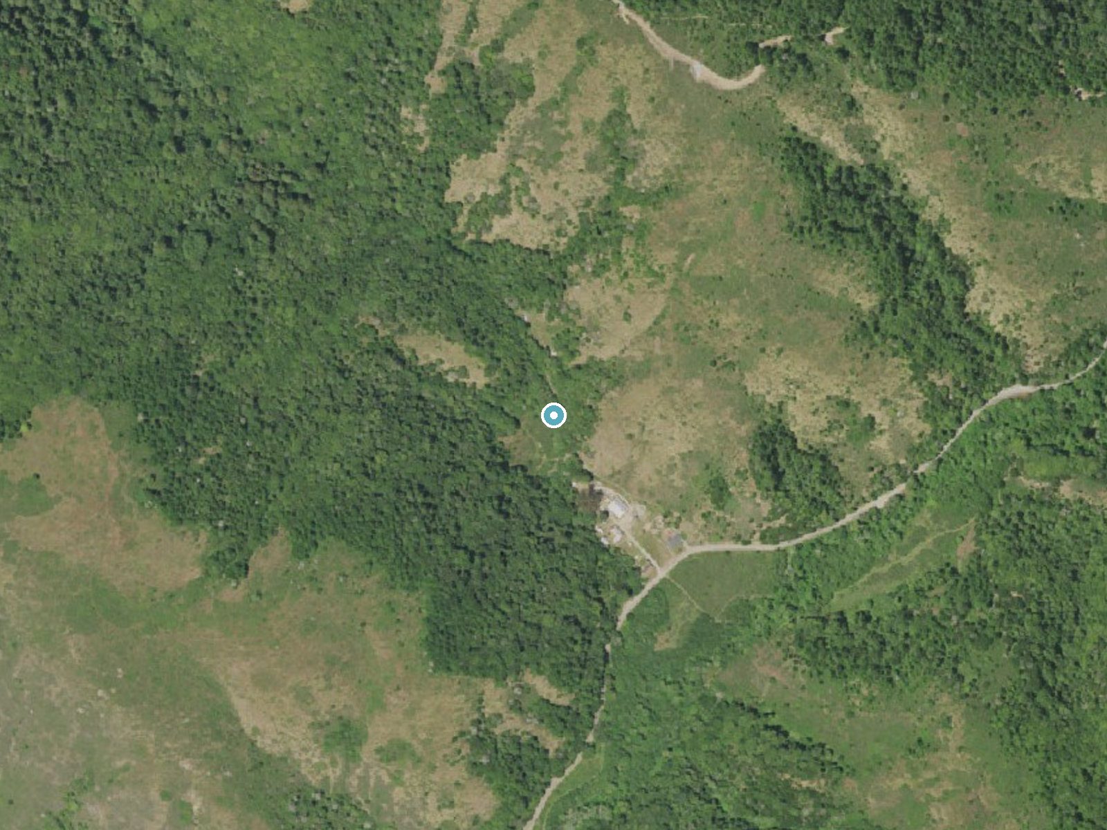 Aerial photo of the same ground around Kent Falls near Muir Beach, California, for comparison with the lidar view