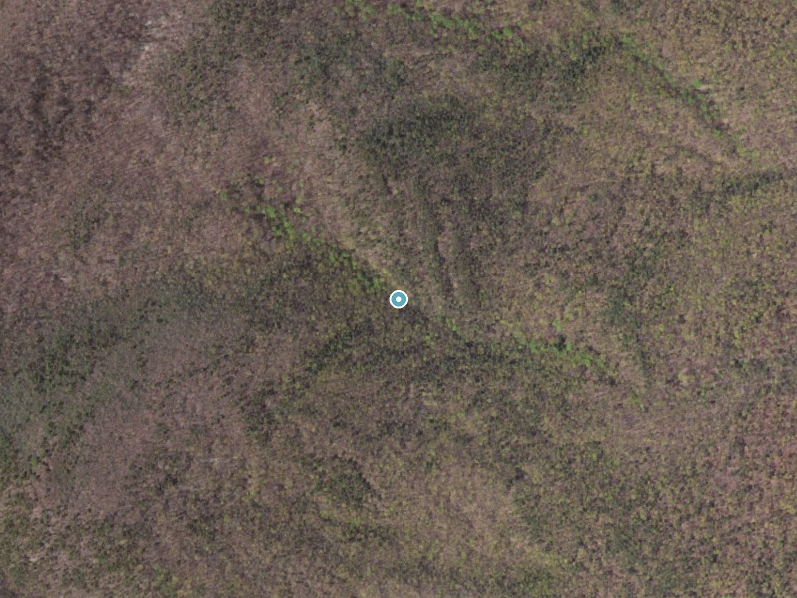 Aerial photo of the same ground around Blue Suck Falls near Clifton Forge, Virginia, for comparison with the lidar view