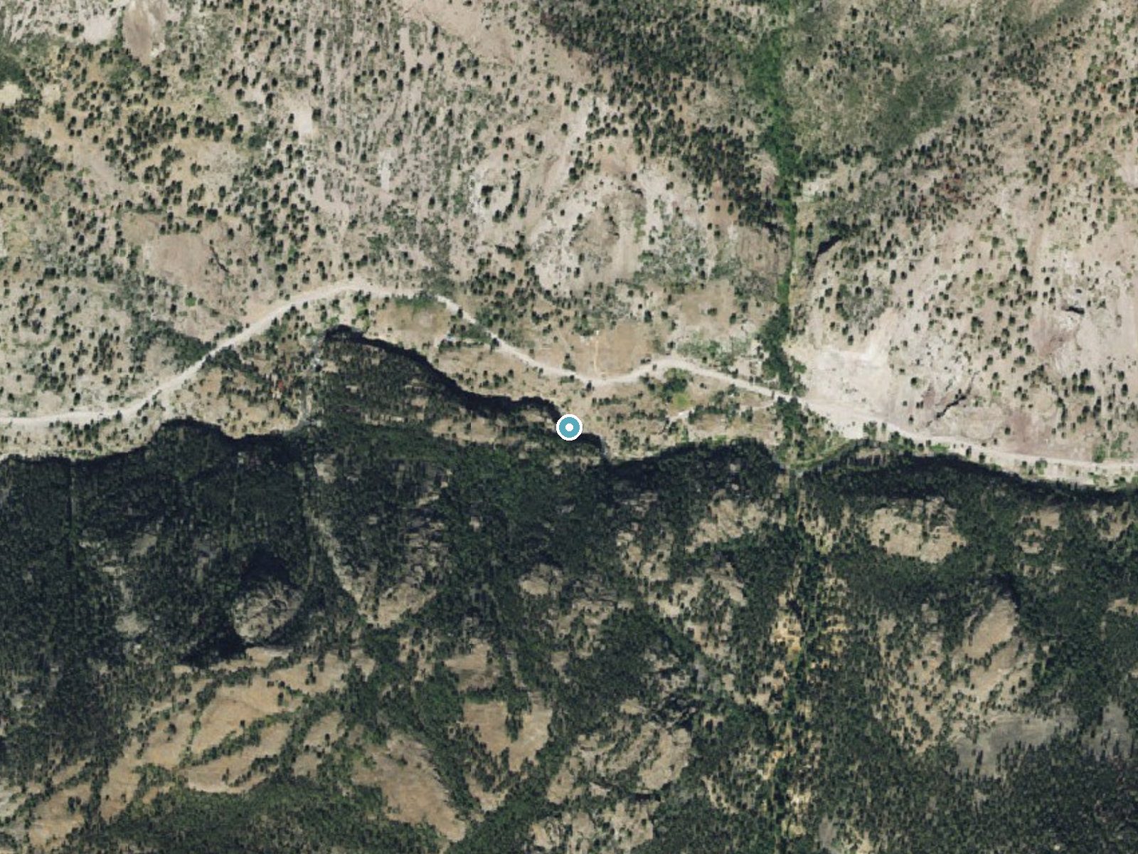 Aerial photo of the same ground around Treasure Falls near Lake City, Colorado, for comparison with the lidar view