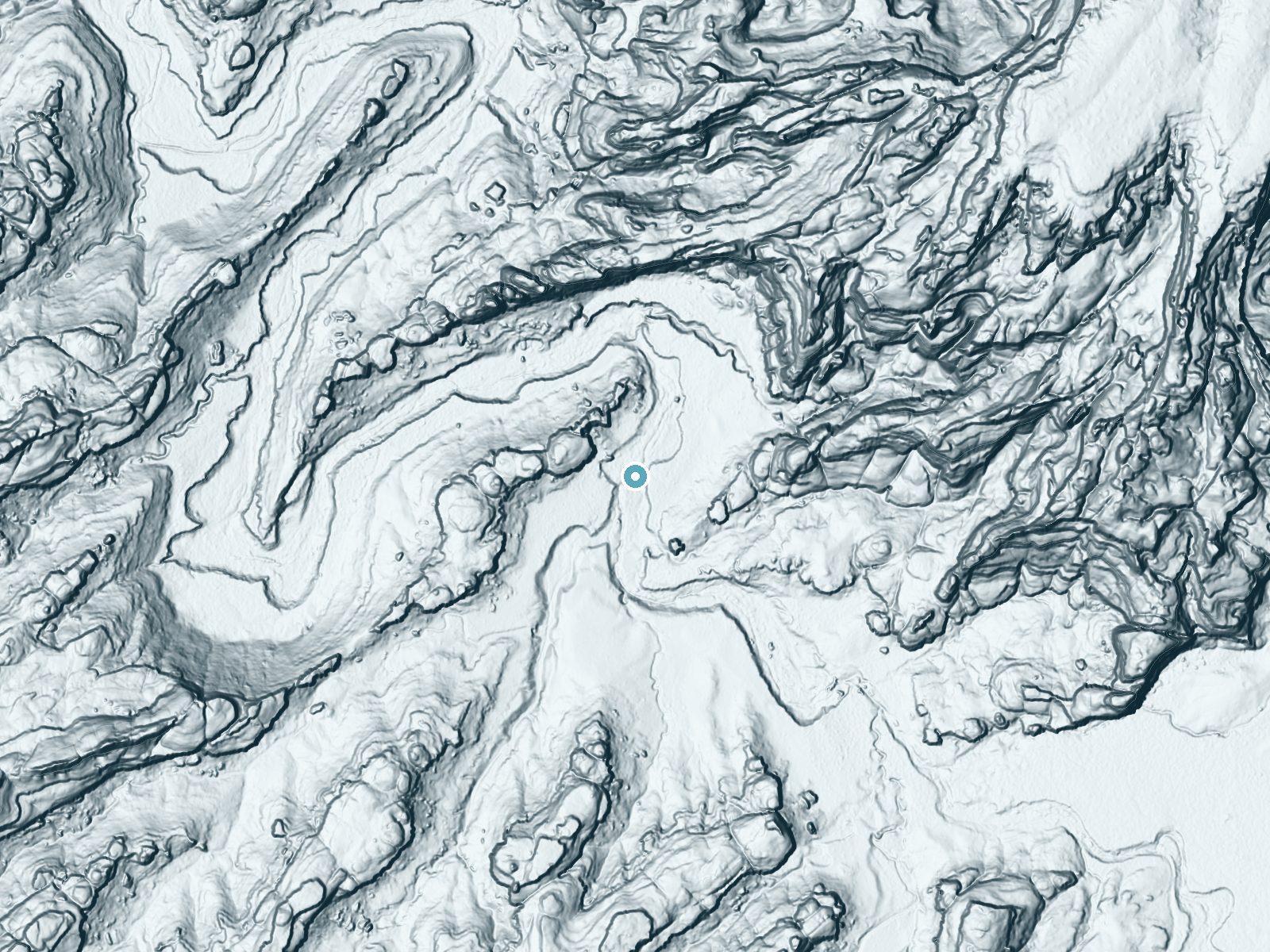 LiDAR bare-earth terrain around Upper Jump near Monticello, Utah, showing about 138 feet of drop, a single sheer drop, facing east
