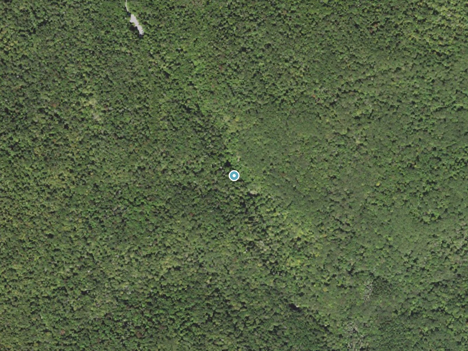 Aerial photo of the same ground around Falls of Hills Creek near Hillsboro, West Virginia, for comparison with the lidar view