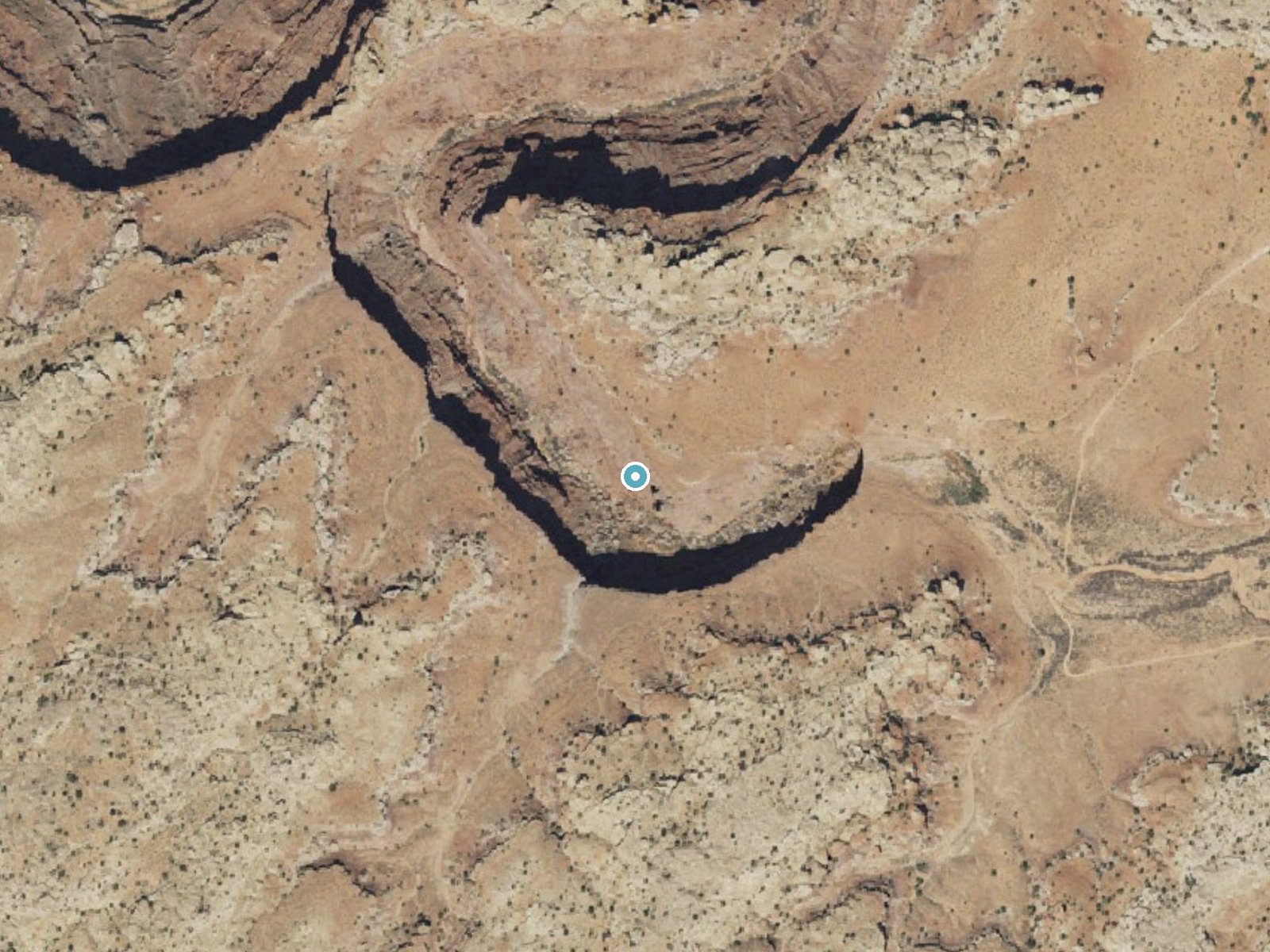 Aerial photo of the same ground around Lower Jump near La Sal, Utah, for comparison with the lidar view