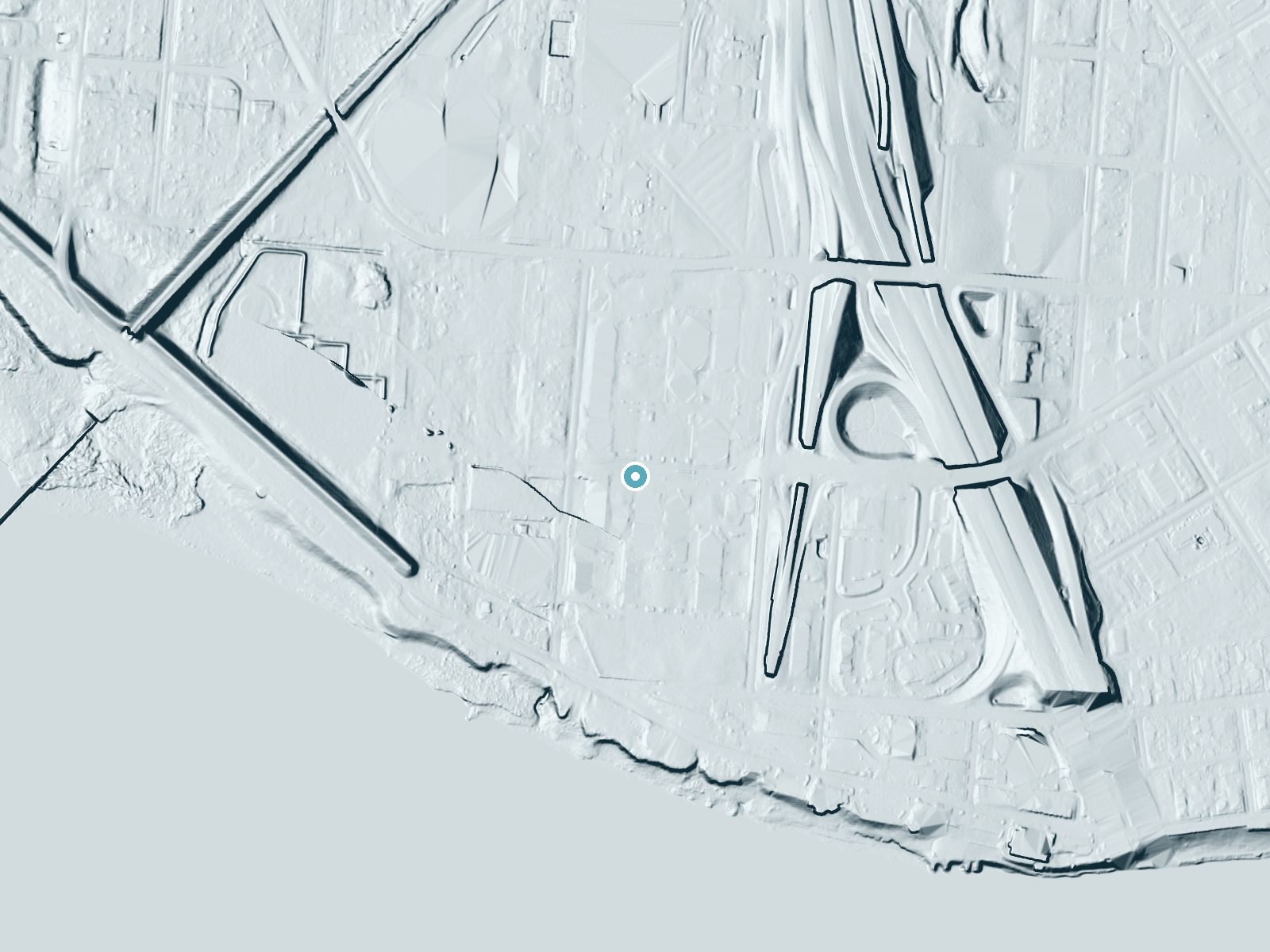 LiDAR bare-earth terrain around Falls of the Ohio near Clarksville, Indiana