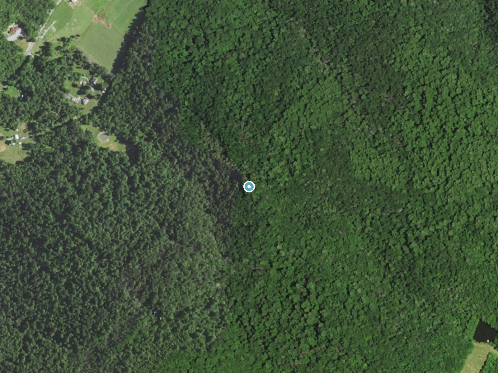 Aerial photo of the same ground around Cedar Falls near Elkton, Virginia, for comparison with the lidar view