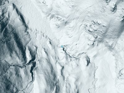 LiDAR terrain view around Llewellyn Falls in California, about 60 feet of drop