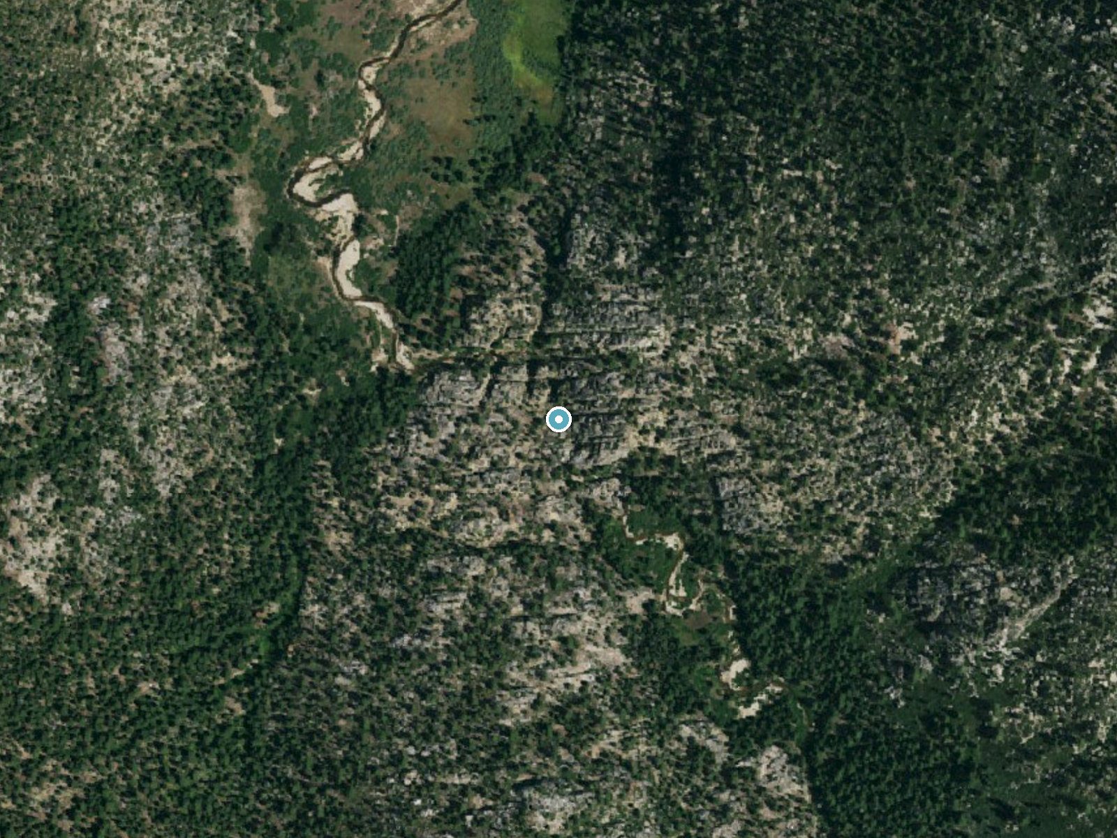 Aerial photo of the same ground around Carson Falls near Walker, California, for comparison with the lidar view
