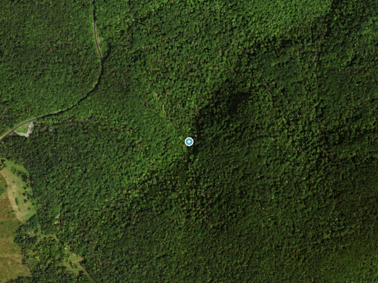 Aerial photo of the same ground around Dark Hollow Falls near Stanley, Virginia, for comparison with the lidar view