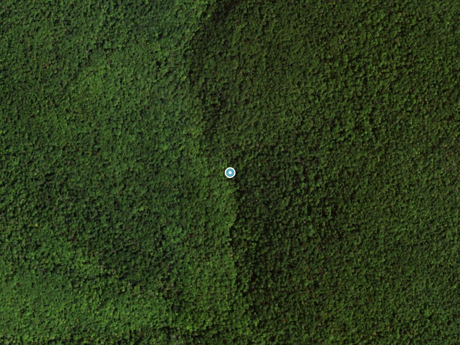 Aerial photo of the same ground around Rose River Falls near Stanley, Virginia, for comparison with the lidar view