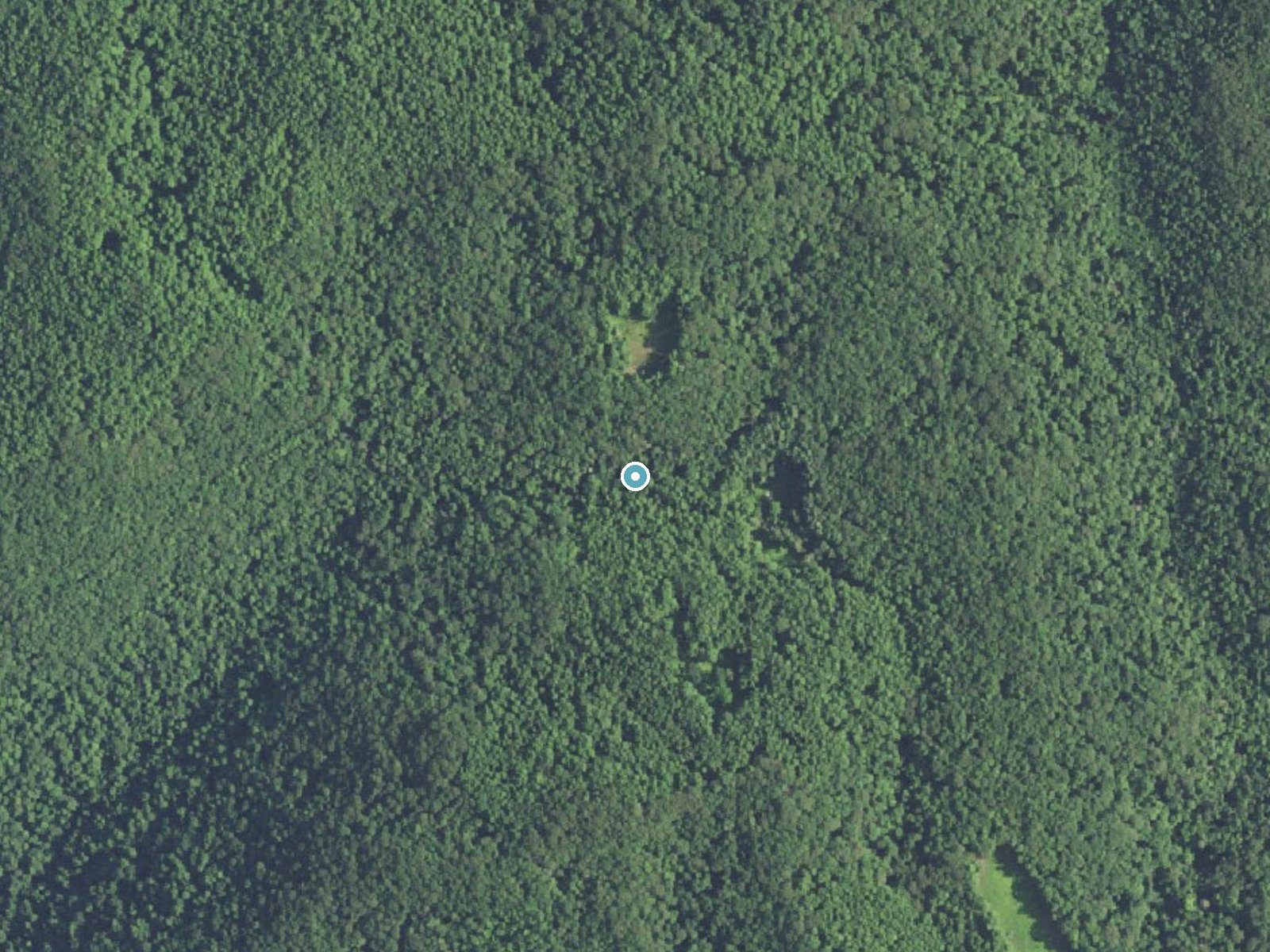 Aerial photo of the same ground around Tenskwatawa Falls near Pickens, West Virginia, for comparison with the lidar view
