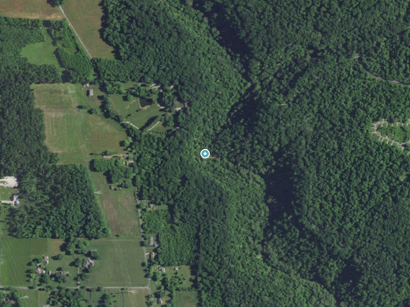 Aerial photo of the same ground around Wallace Falls near Madison, Indiana, for comparison with the lidar view