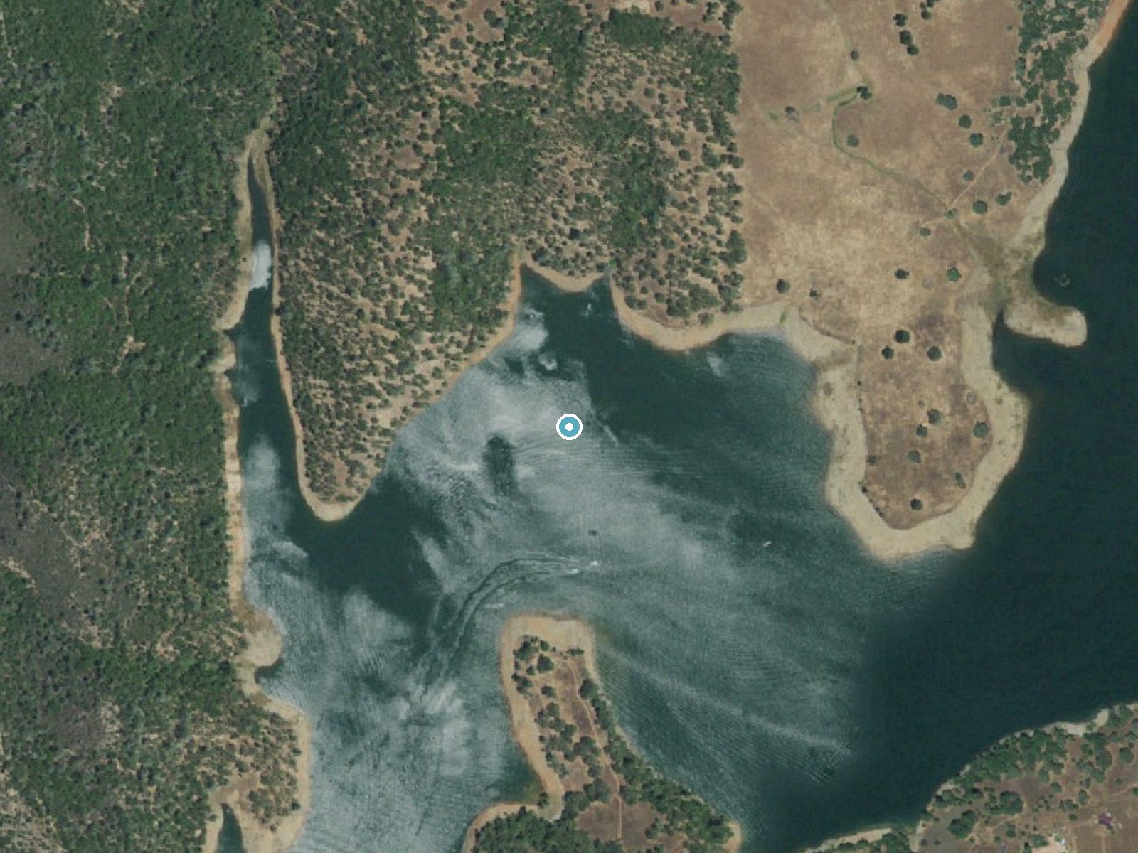 Aerial photo of the same ground around Salmon Falls (historical) near Granite Bay, California, for comparison with the lidar view