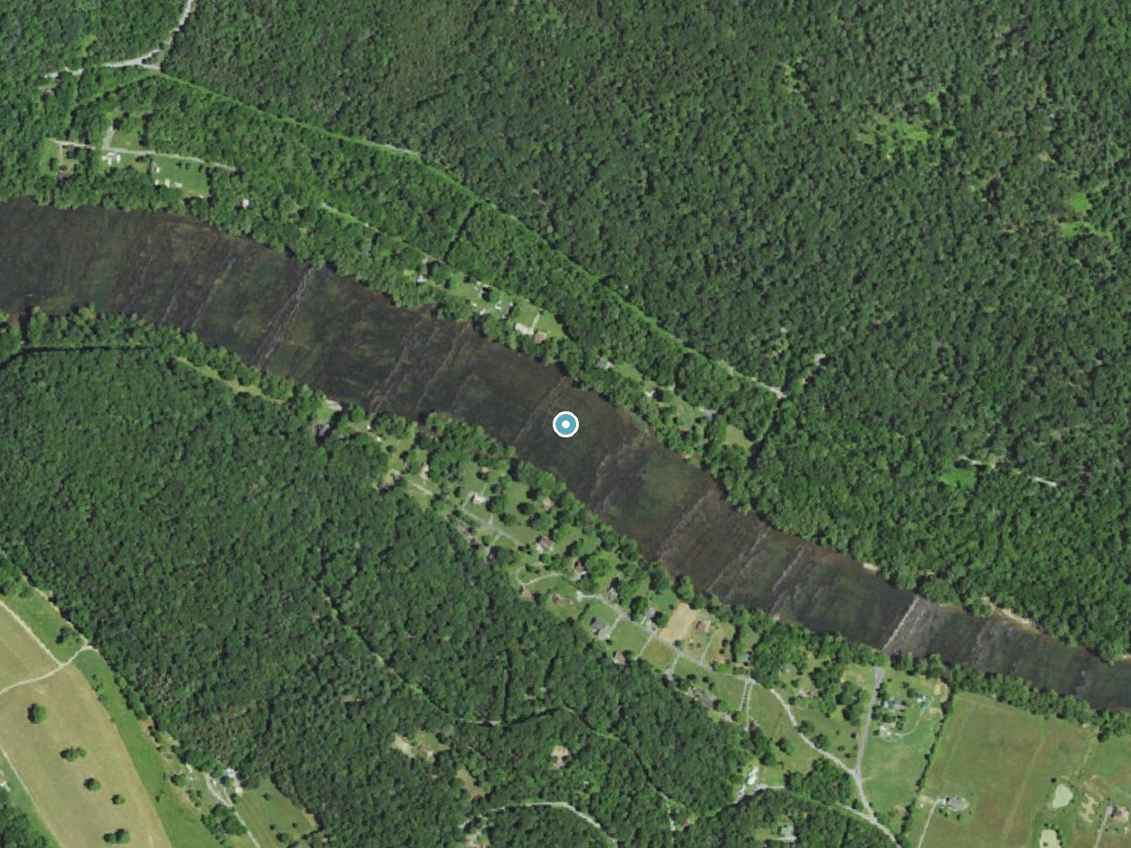Aerial photo of the same ground around Goods Falls near Luray, Virginia, for comparison with the lidar view