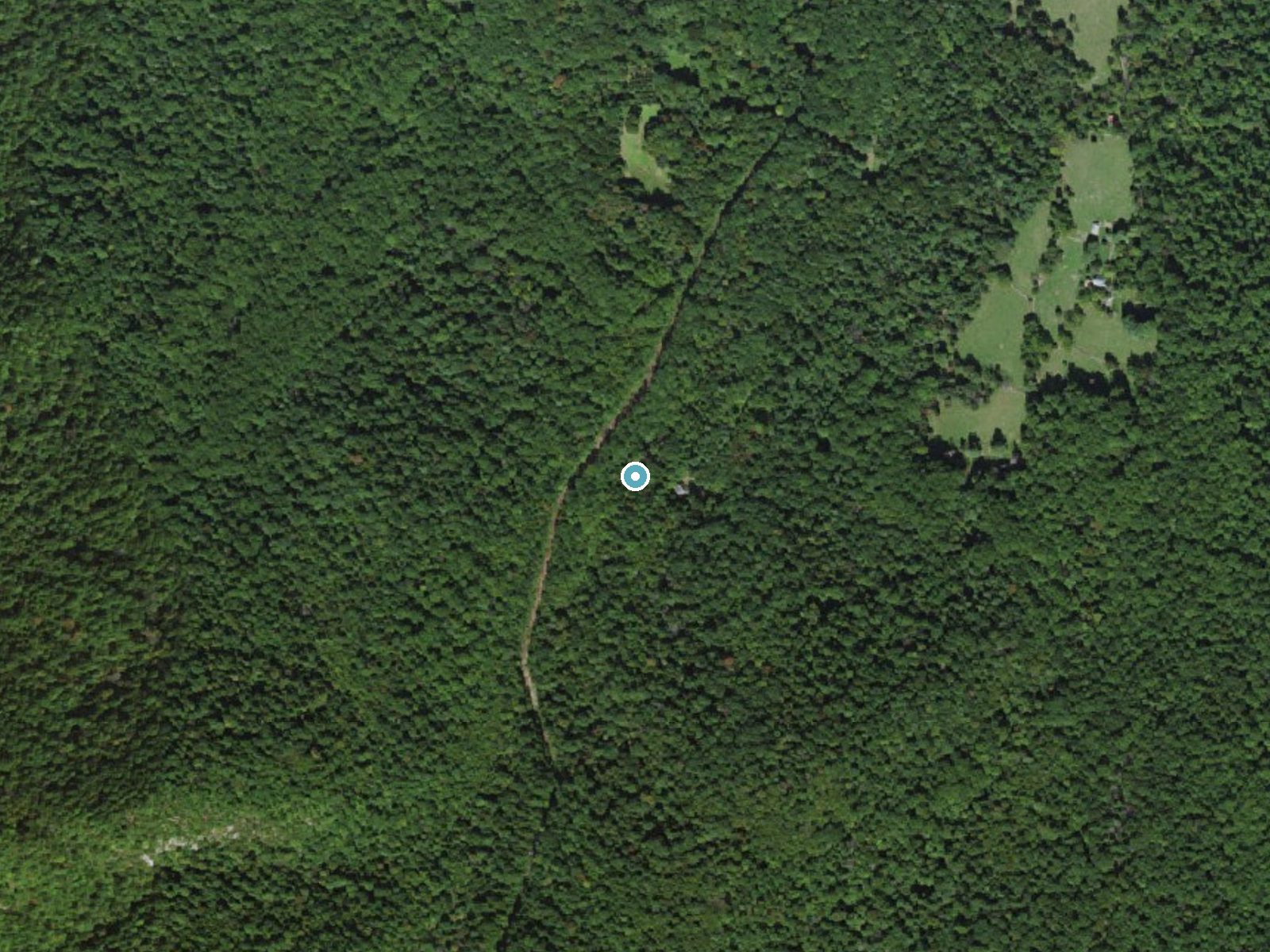 Aerial photo of the same ground around Greasy Falls near Sperryville, Virginia, for comparison with the lidar view