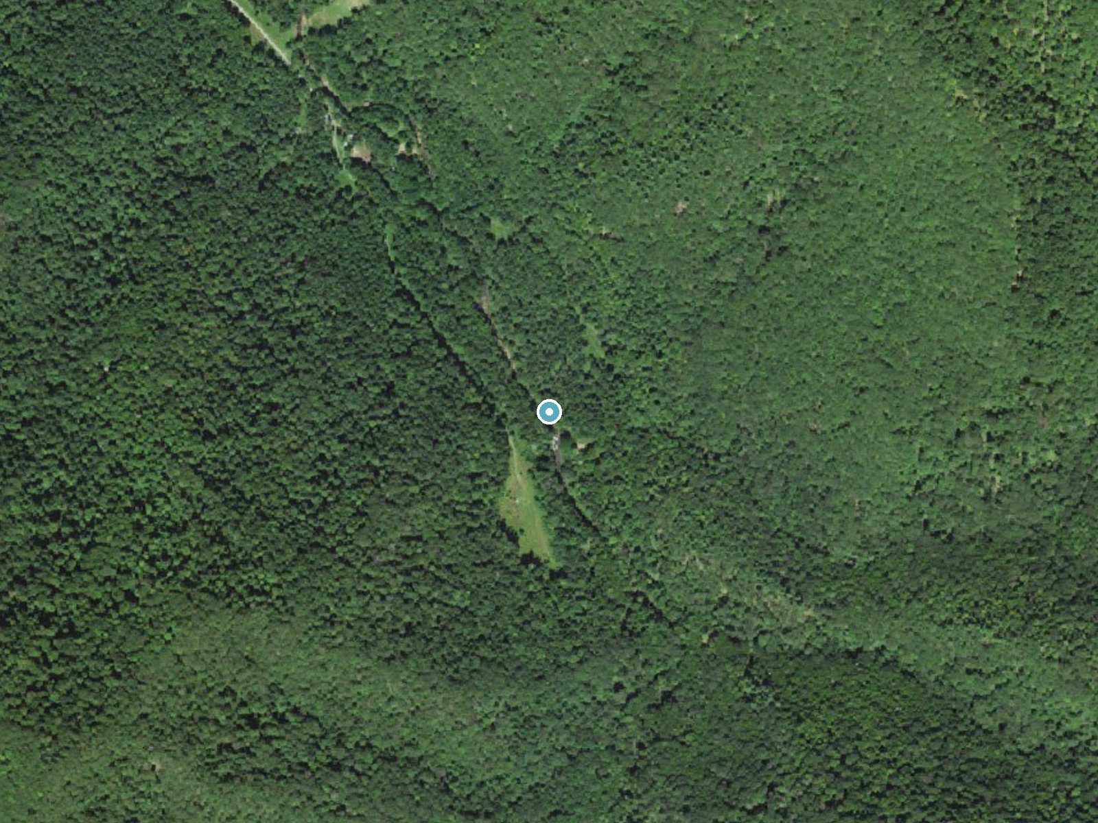 Aerial photo of the same ground around Falls of Seneca near Whitmer, West Virginia, for comparison with the lidar view