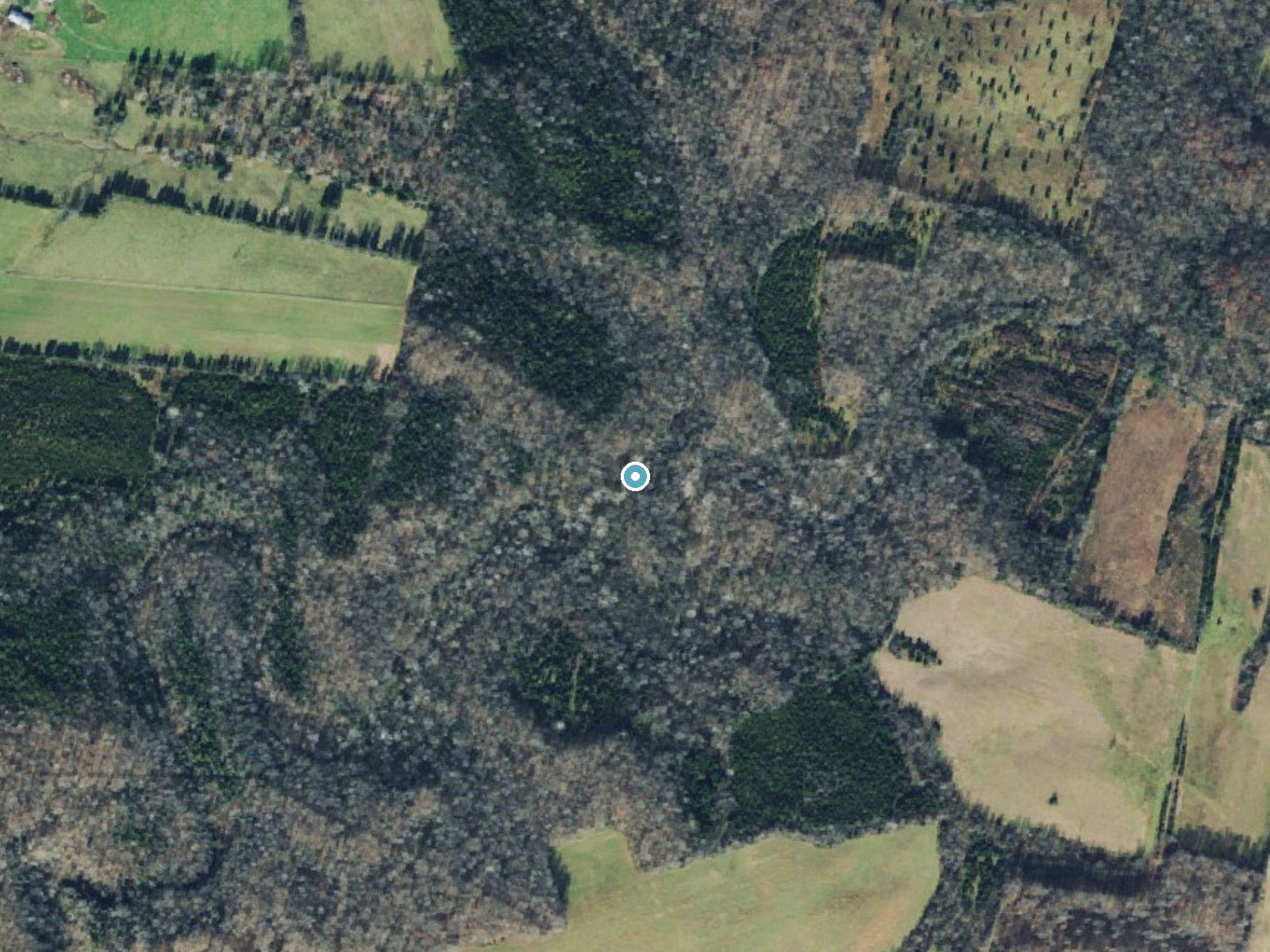 Aerial photo of the same ground around Cedar Falls near Peebles, Ohio, for comparison with the lidar view
