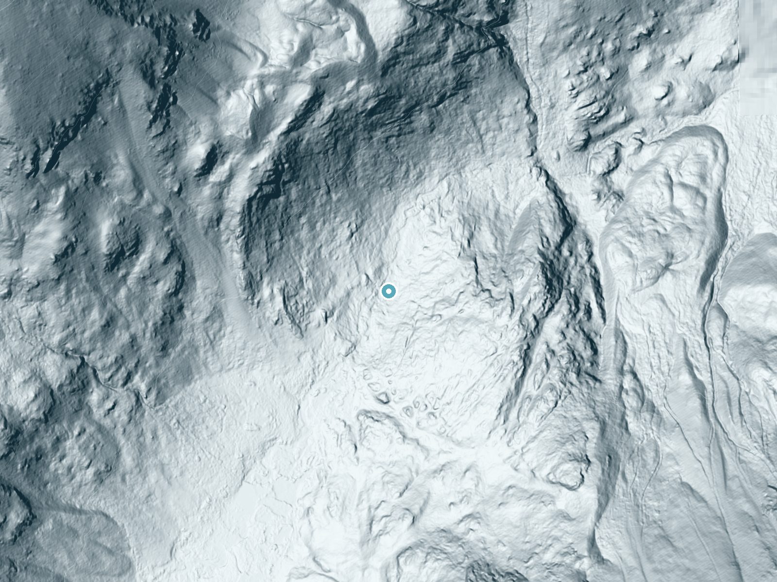 LiDAR bare-earth terrain around Bedrock Falls near Buena Vista, Colorado, showing about 81 feet of drop, a long cascade, facing north