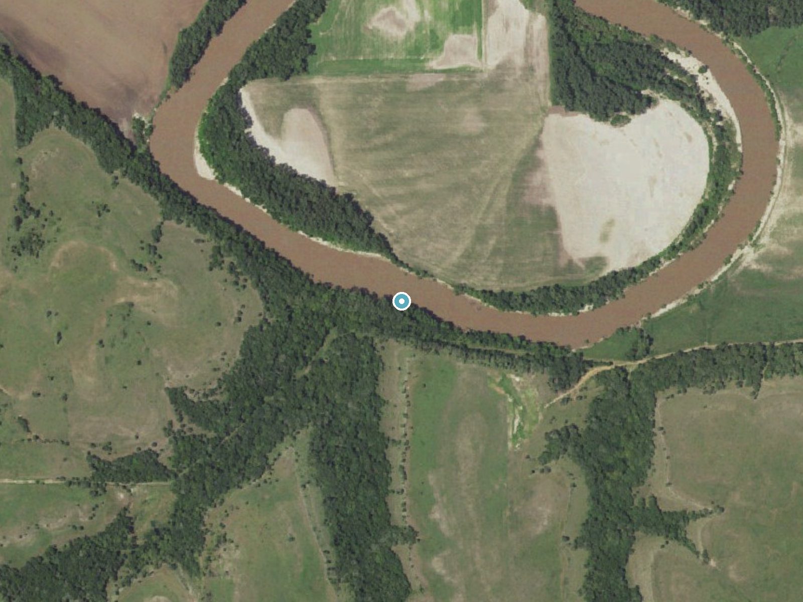 Aerial photo of the same ground around Kansas Falls near Chapman, Kansas, for comparison with the lidar view