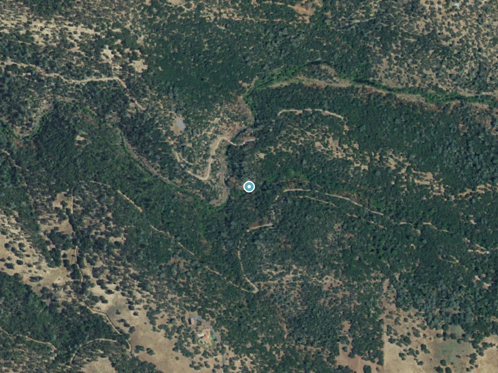 Aerial photo of the same ground around Hidden Falls near North Auburn, California, for comparison with the lidar view