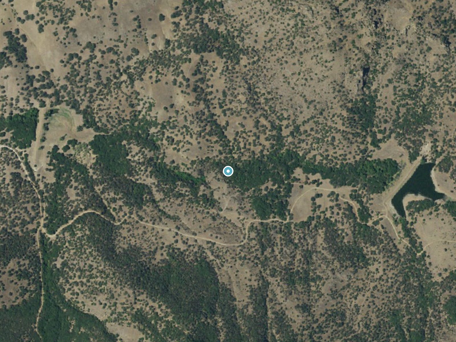 Aerial photo of the same ground around The Falls near Sutter, California, for comparison with the lidar view