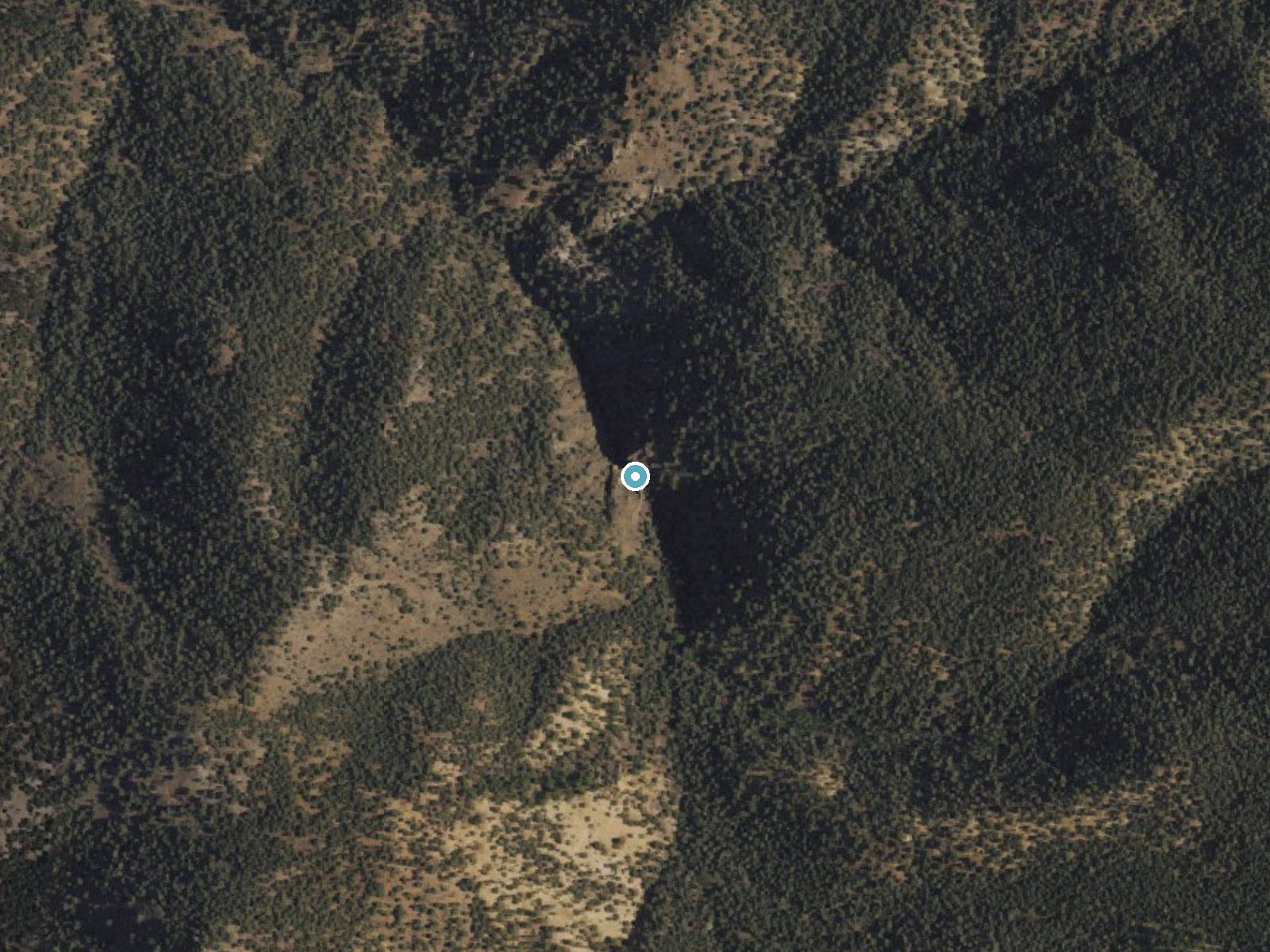 Aerial photo of the same ground around Jumbo Falls near Virginia City, Nevada, for comparison with the lidar view
