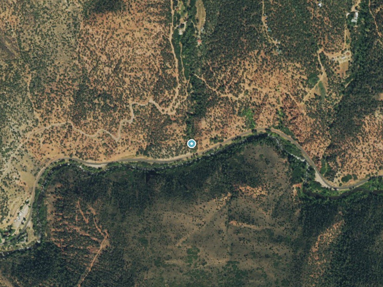 Aerial photo of the same ground around Whitnach Falls near Basalt, Colorado, for comparison with the lidar view
