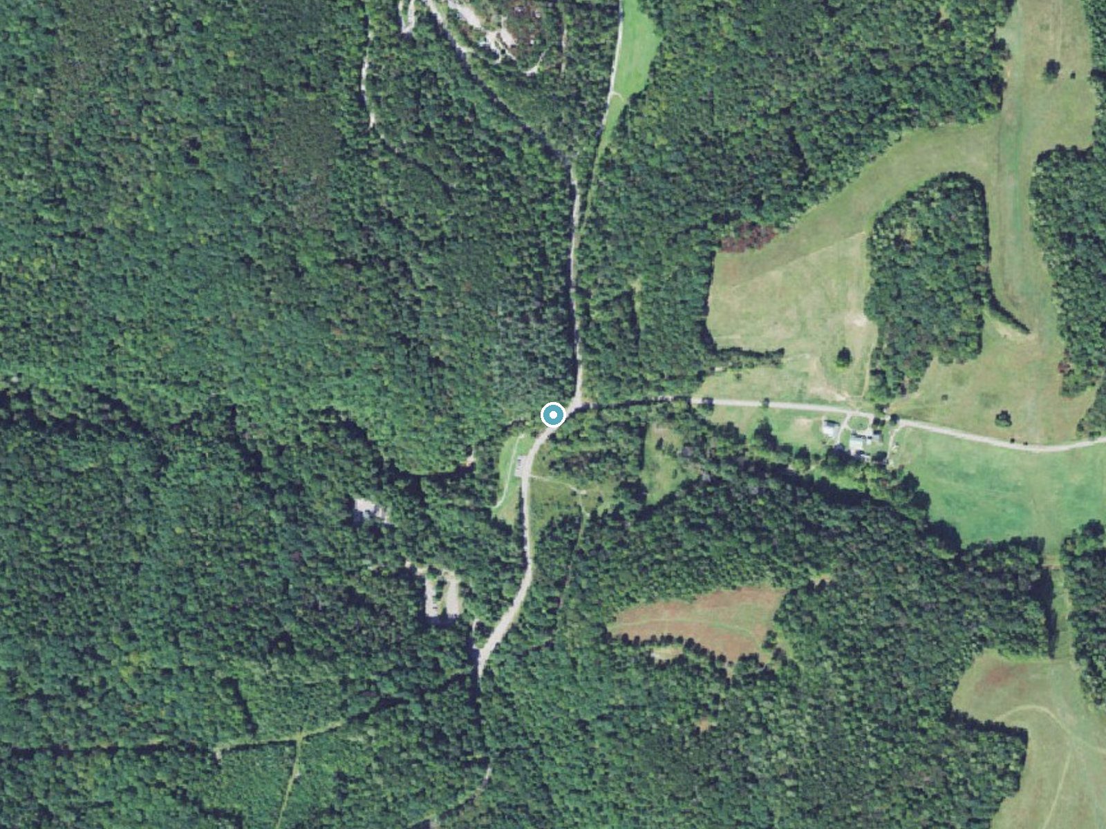 Aerial photo of the same ground around Cedar Falls near Rockbridge, Ohio, for comparison with the lidar view