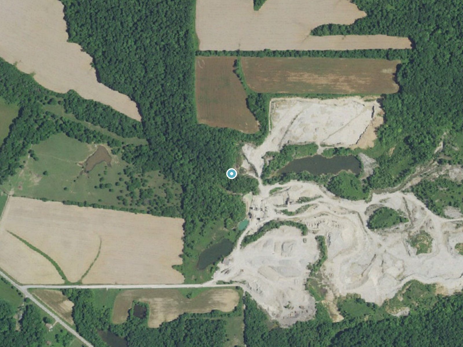 Aerial photo of the same ground around Derbyshire Falls near Lake View, Indiana, for comparison with the lidar view