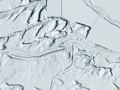 LiDAR terrain view around Twenty Six Foot Drop in Nevada, about 31 feet of drop