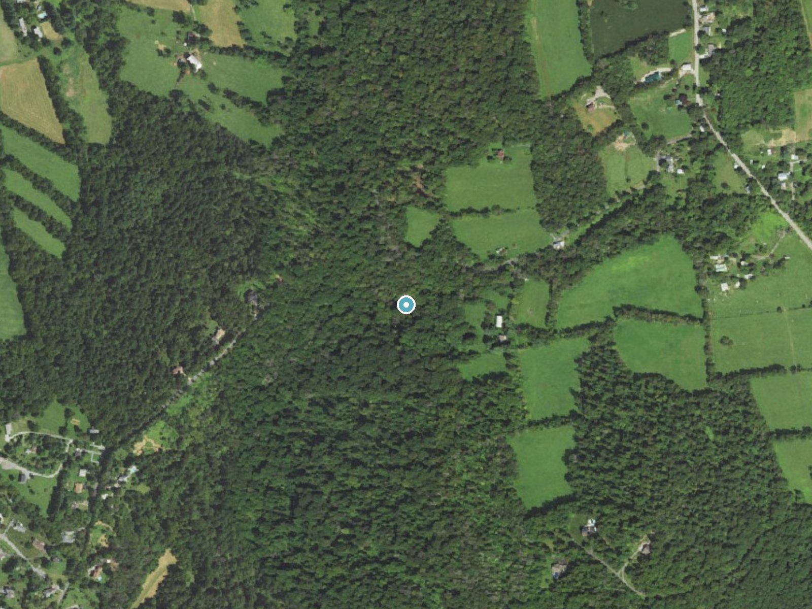 Aerial photo of the same ground around The Cascade near Myersville, Maryland, for comparison with the lidar view