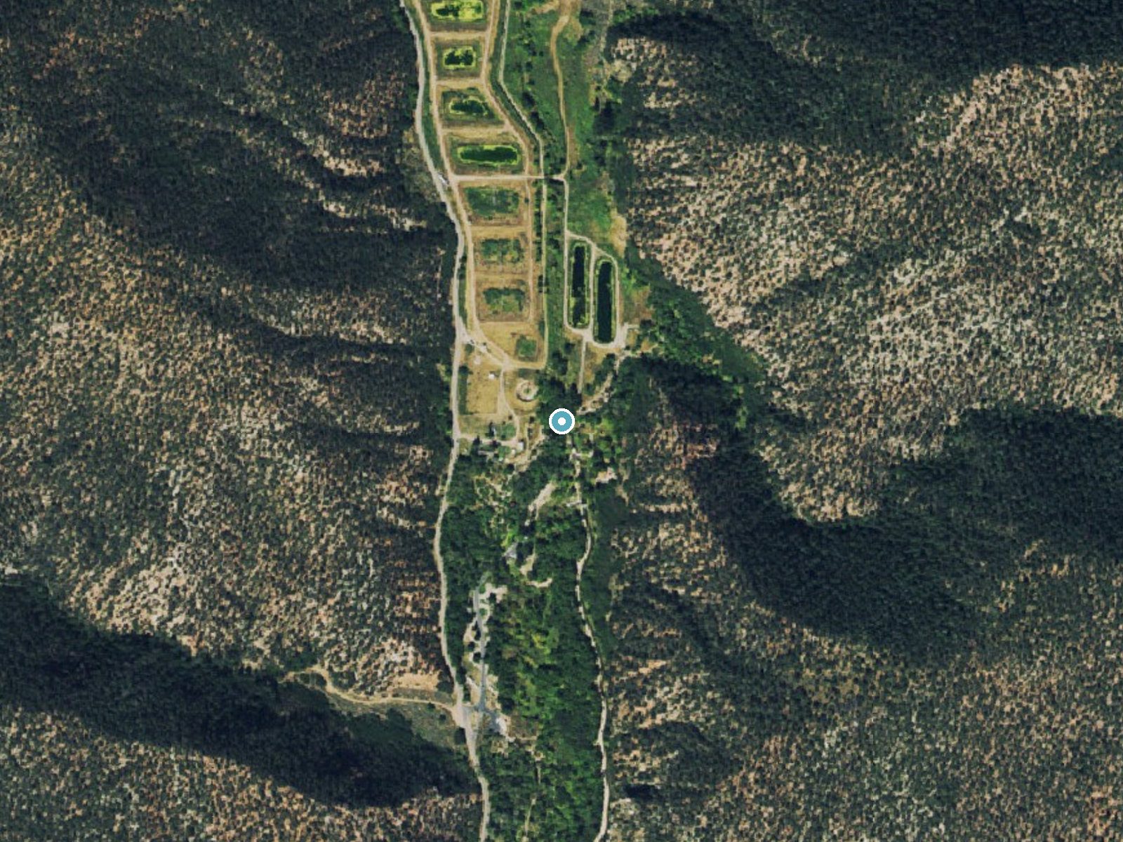 Aerial photo of the same ground around Rifle Falls near Silt, Colorado, for comparison with the lidar view