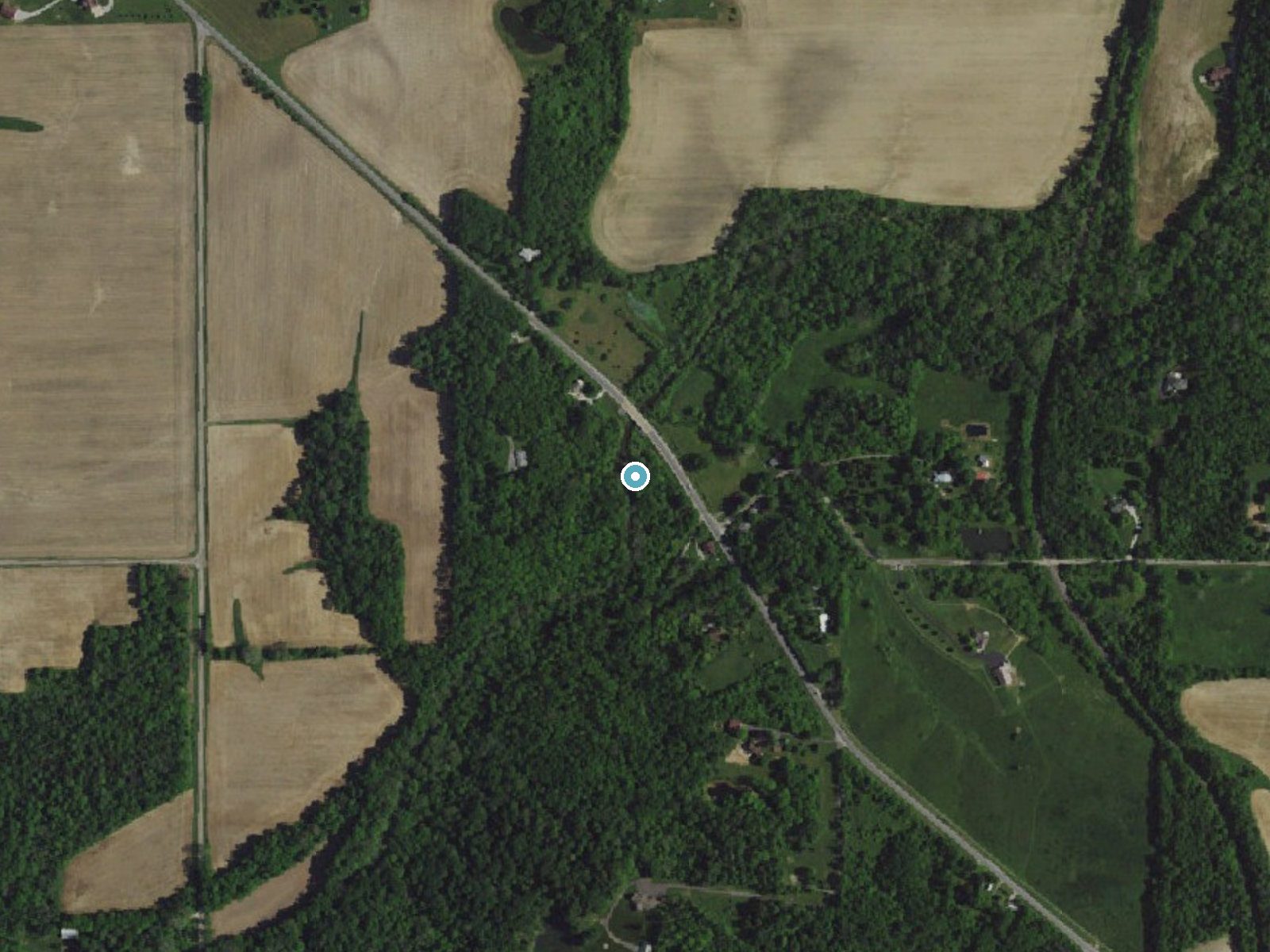 Aerial photo of the same ground around Elkhorn Falls near Boston, Indiana, for comparison with the lidar view