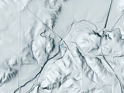 LiDAR terrain view around Elkhorn Falls in Indiana, about 36 feet of drop