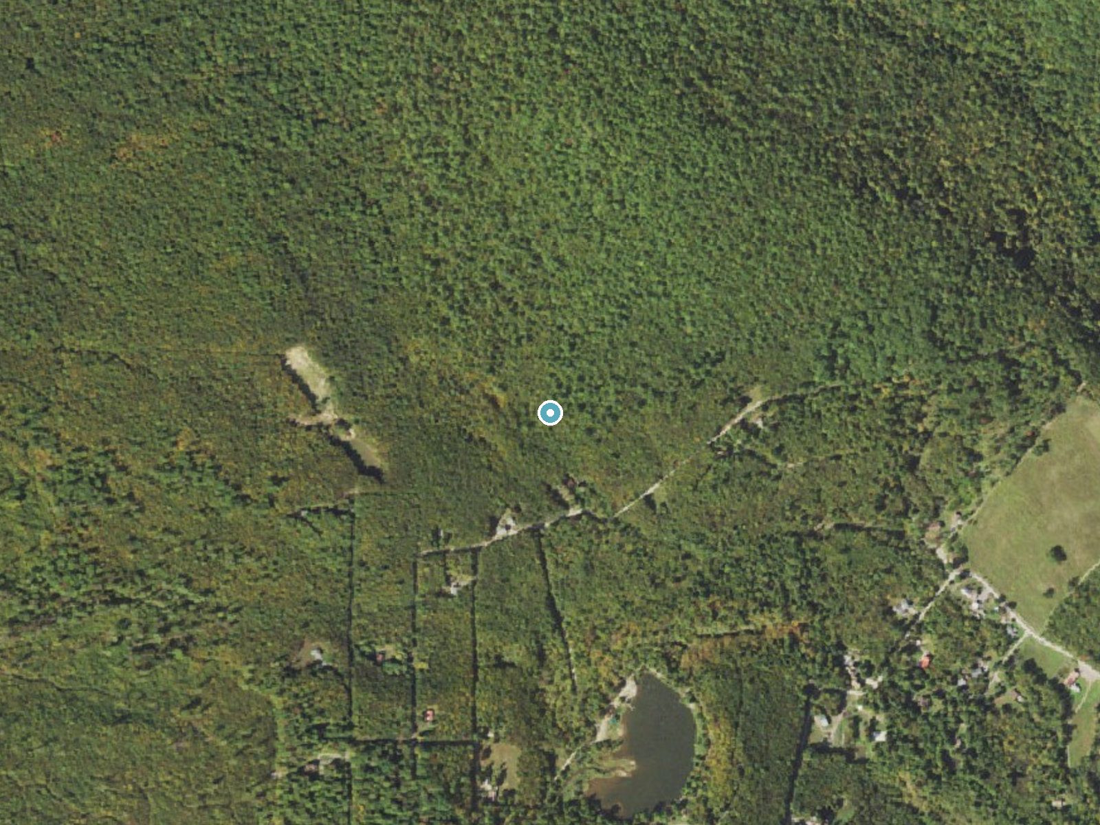 Aerial photo of the same ground around Laurel Falls near Meyersdale, Pennsylvania, for comparison with the lidar view