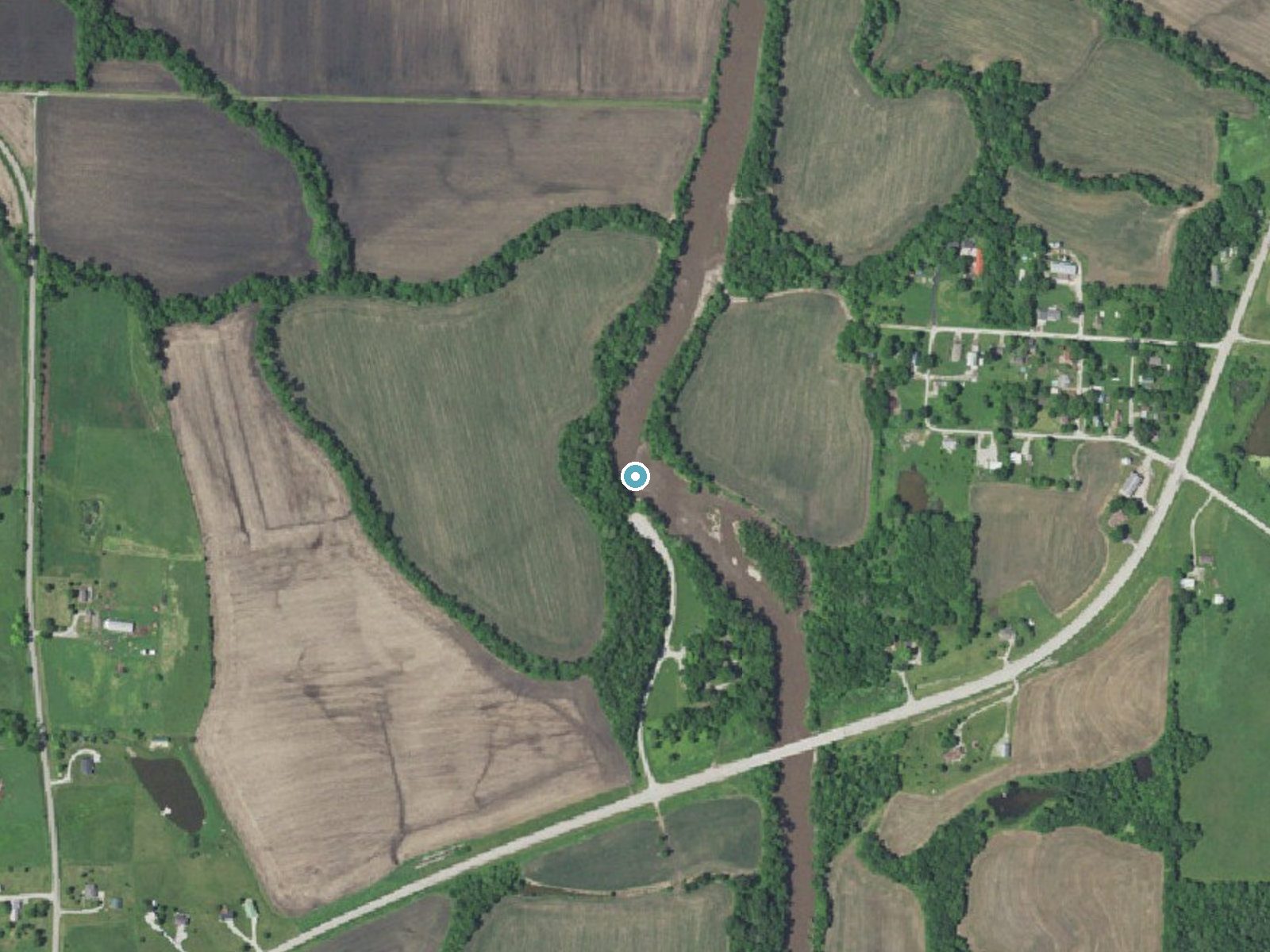 Aerial photo of the same ground around Rochester Falls near Cosby, Missouri, for comparison with the lidar view