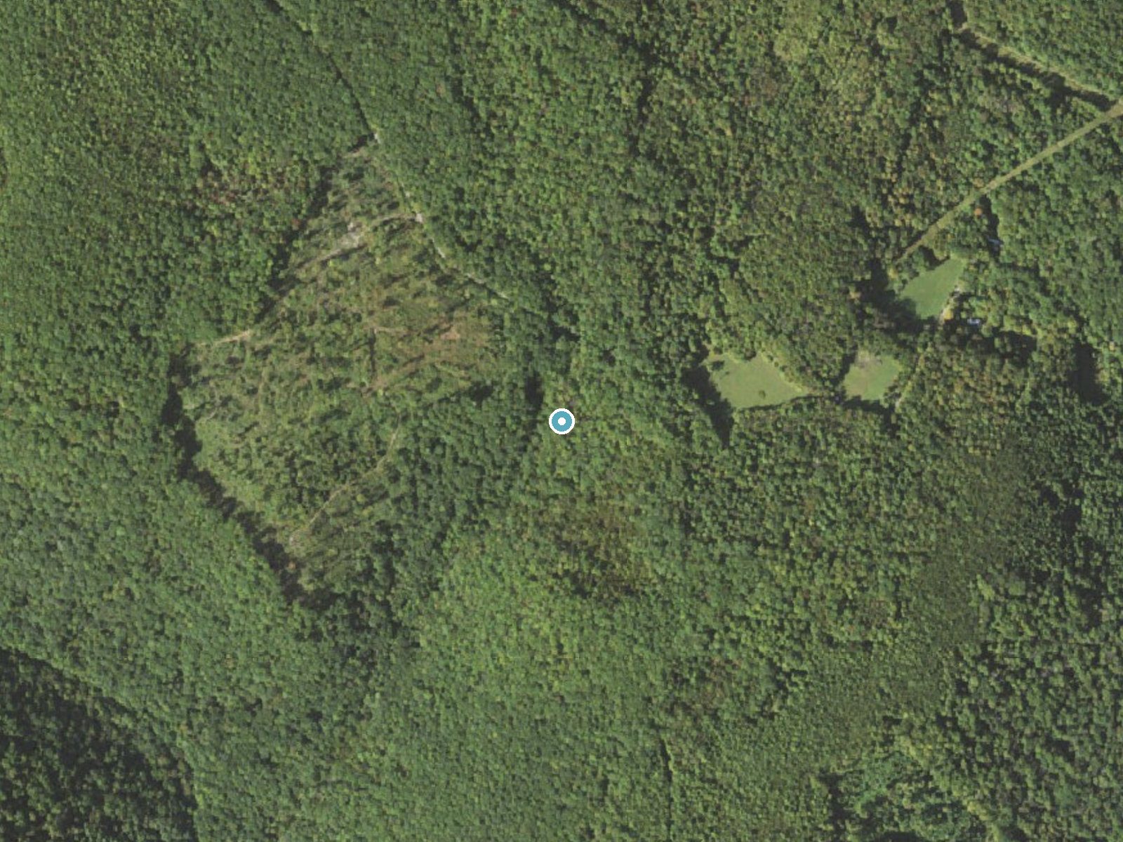 Aerial photo of the same ground around Cole Run Falls near Seven Springs, Pennsylvania, for comparison with the lidar view