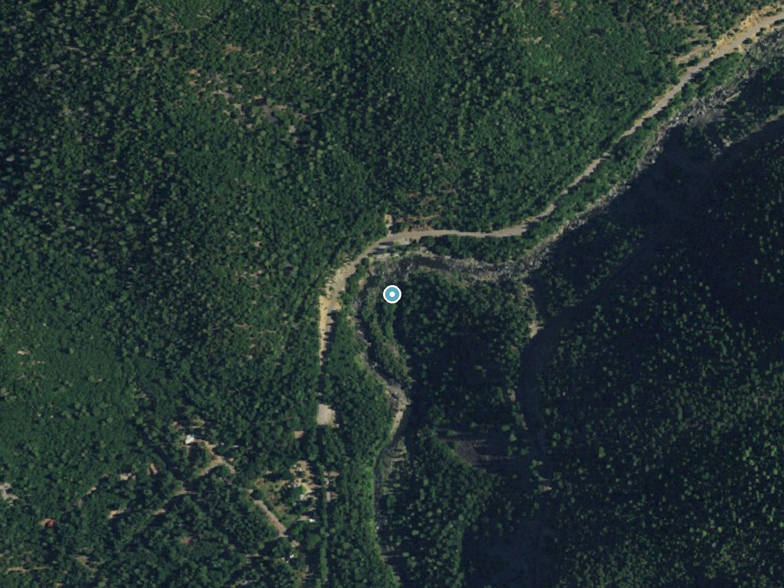 Aerial photo of the same ground around Indian Falls near Keddie, California, for comparison with the lidar view
