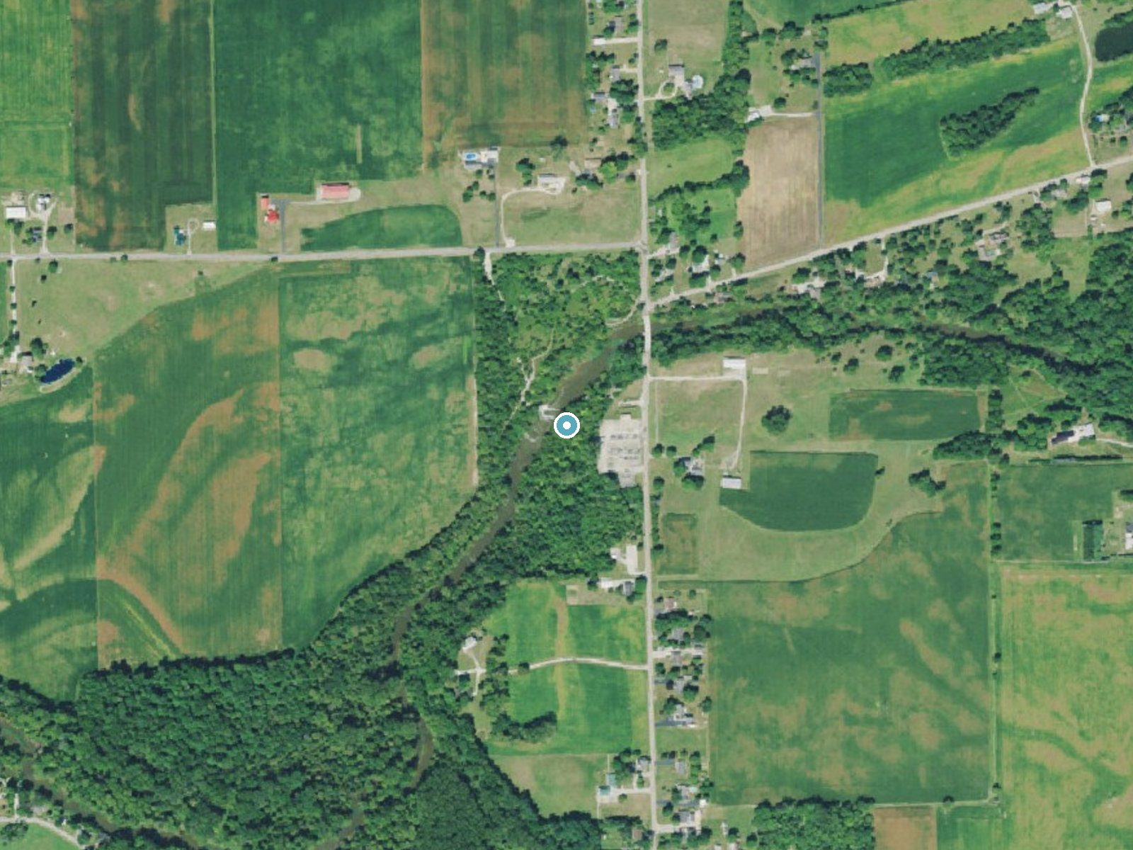 Aerial photo of the same ground around Greenville Falls near Covington, Ohio, for comparison with the lidar view