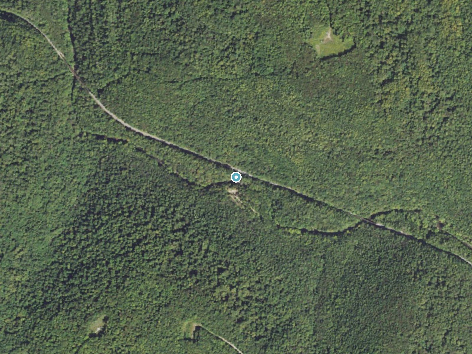 Aerial photo of the same ground around Creek Falls near Dawson, Pennsylvania, for comparison with the lidar view
