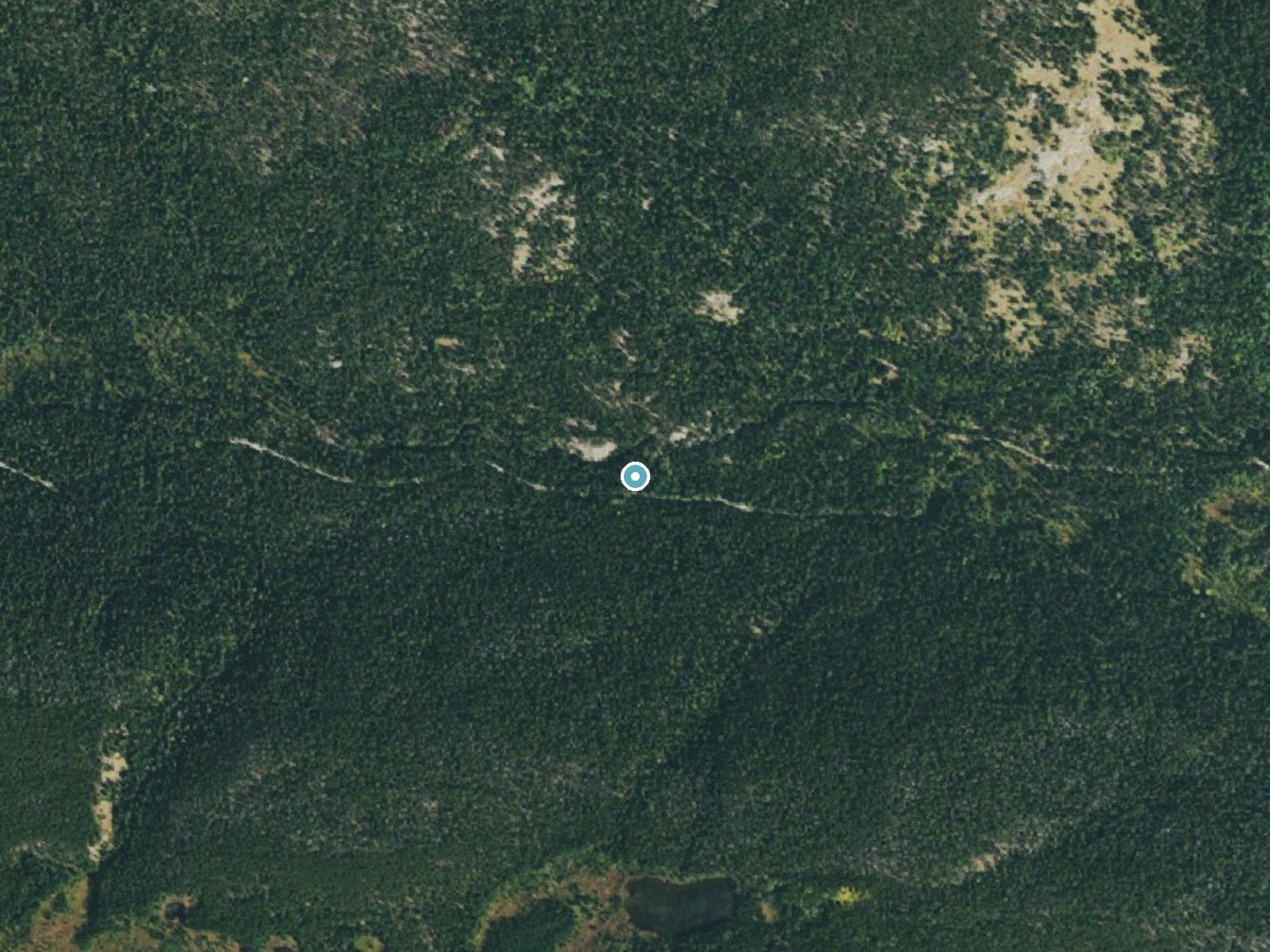 Aerial photo of the same ground around Timberline Falls near Hidden Lake, Colorado, for comparison with the lidar view