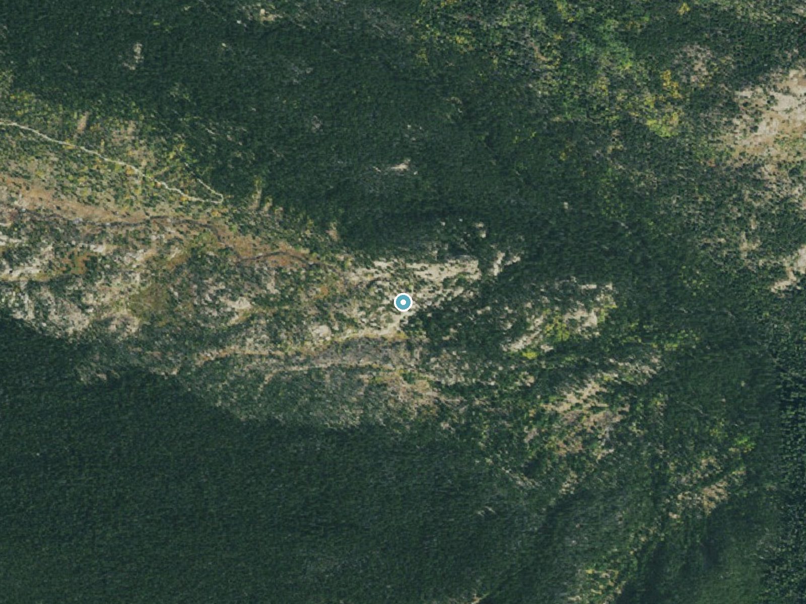 Aerial photo of the same ground around Ouzel Falls near Allenspark, Colorado, for comparison with the lidar view