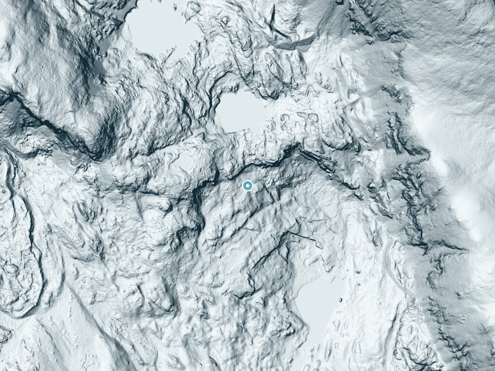 LiDAR bare-earth terrain around Trio Falls near Allenspark, Colorado, showing about 175 feet of drop, a steep tiered drop, facing southeast
