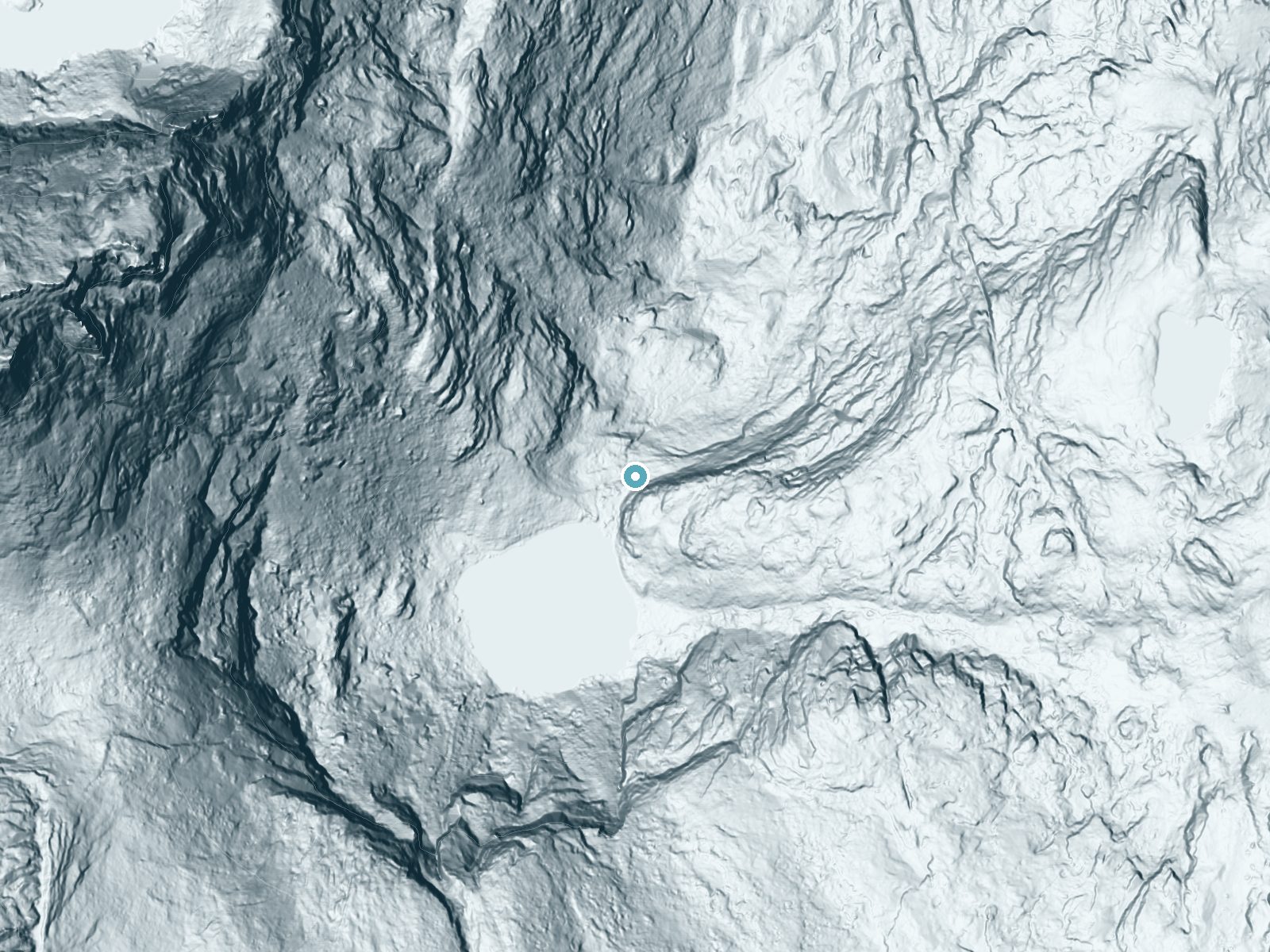 LiDAR bare-earth terrain around Ribbon Falls near Allenspark, Colorado, showing about 238 feet of drop, a steep tiered drop, facing northwest