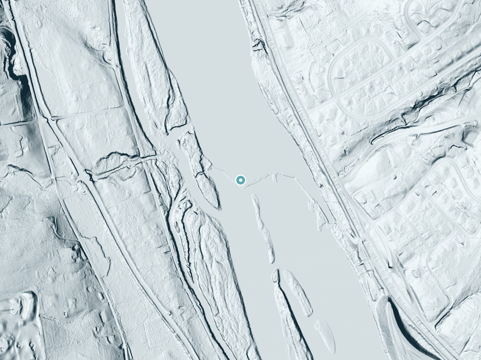 LiDAR bare-earth terrain around Scudders Falls near Washington Crossing, Pennsylvania