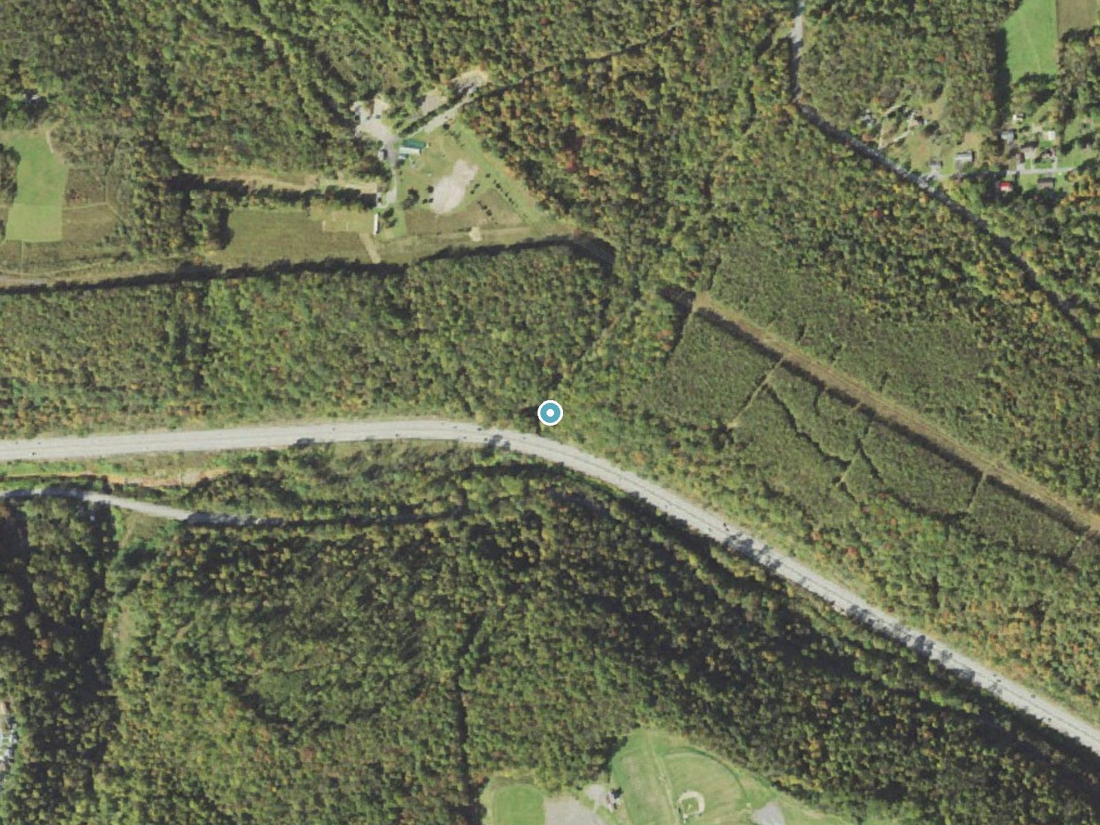 Aerial photo of the same ground around White Tail Falls near Geistown, Pennsylvania, for comparison with the lidar view